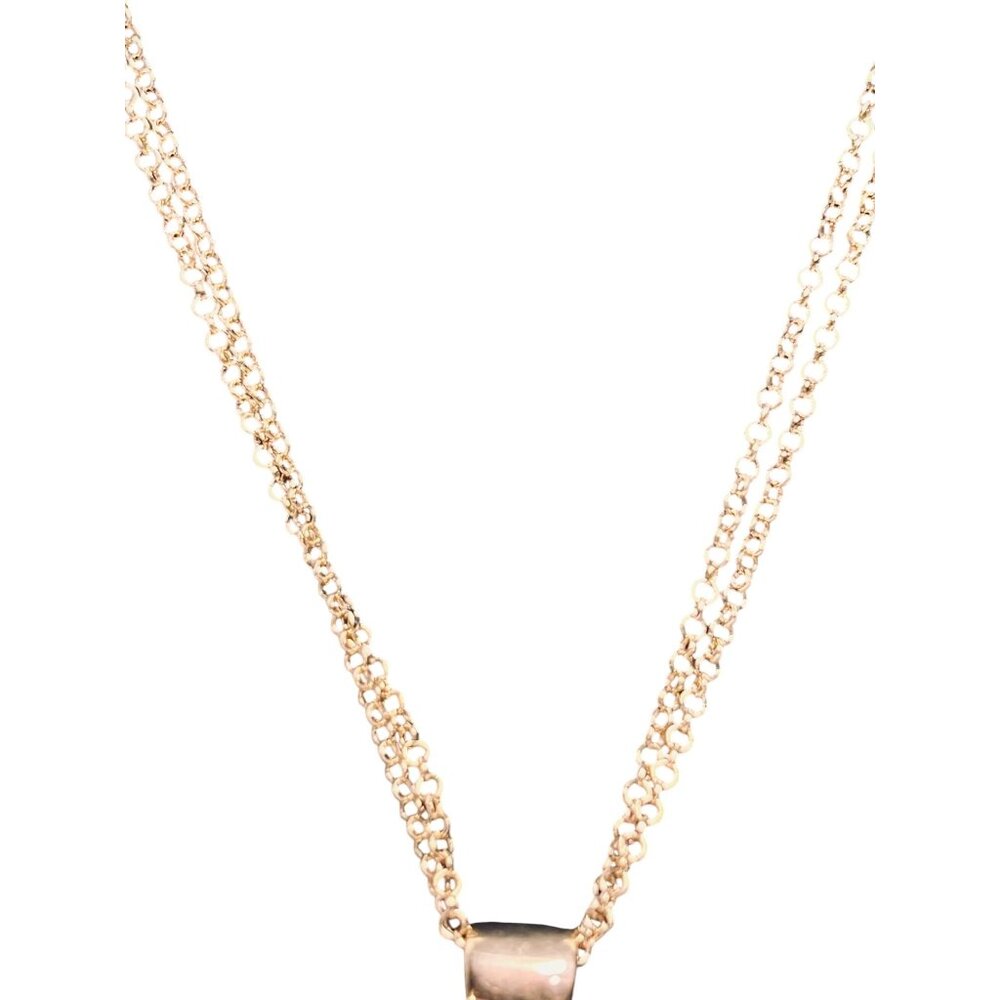 Bronzo Italia Rose Gold Tone Necklace With Black Druzy Teardrop Pendant (6292) - Picture 5 of 8